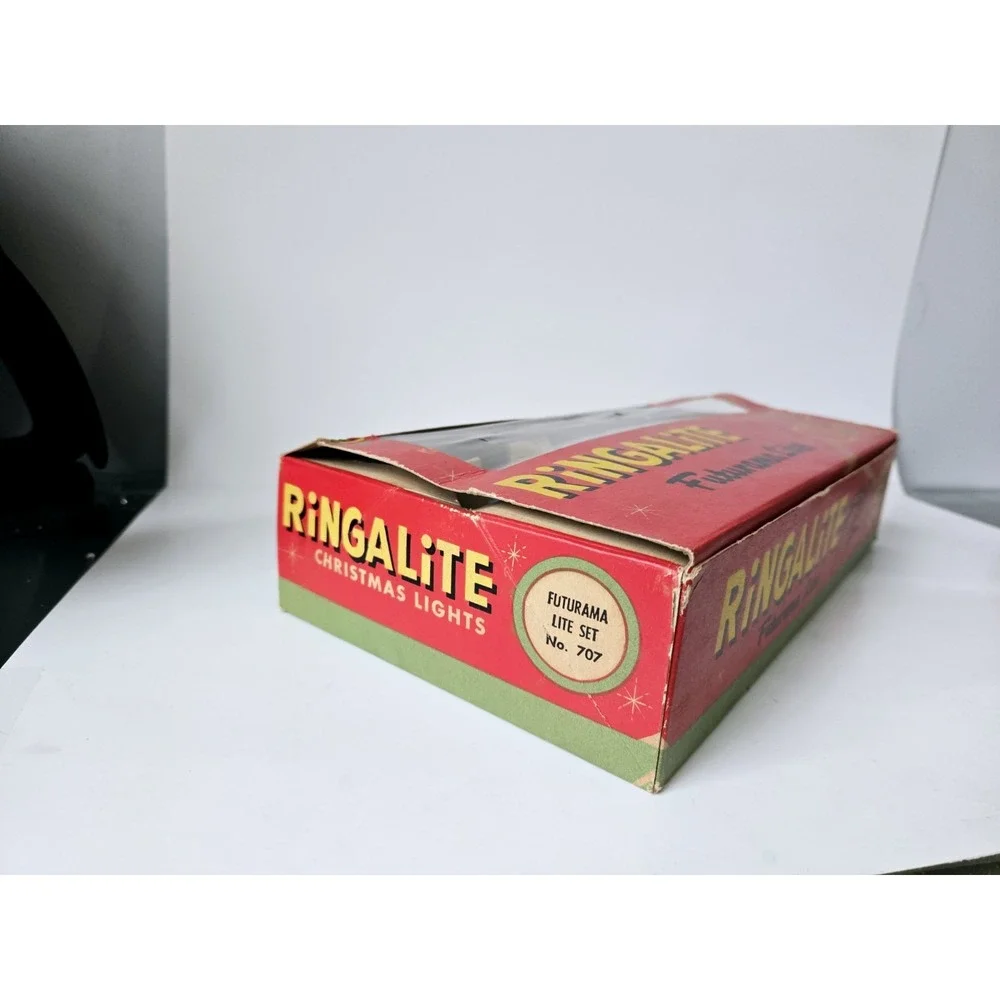 Vintage futurama Lites Ringalite Christmas bulbs‎ w/ box glitter sugar